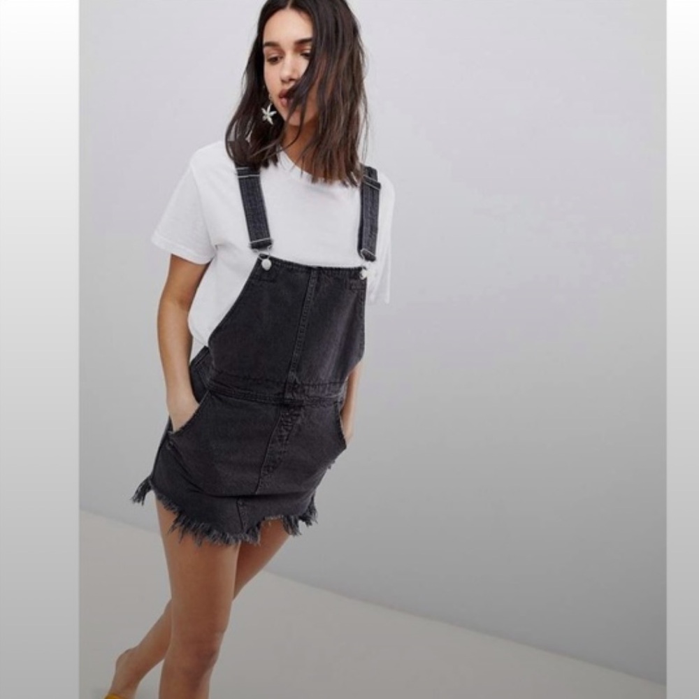 Free People Black Denim Overalls